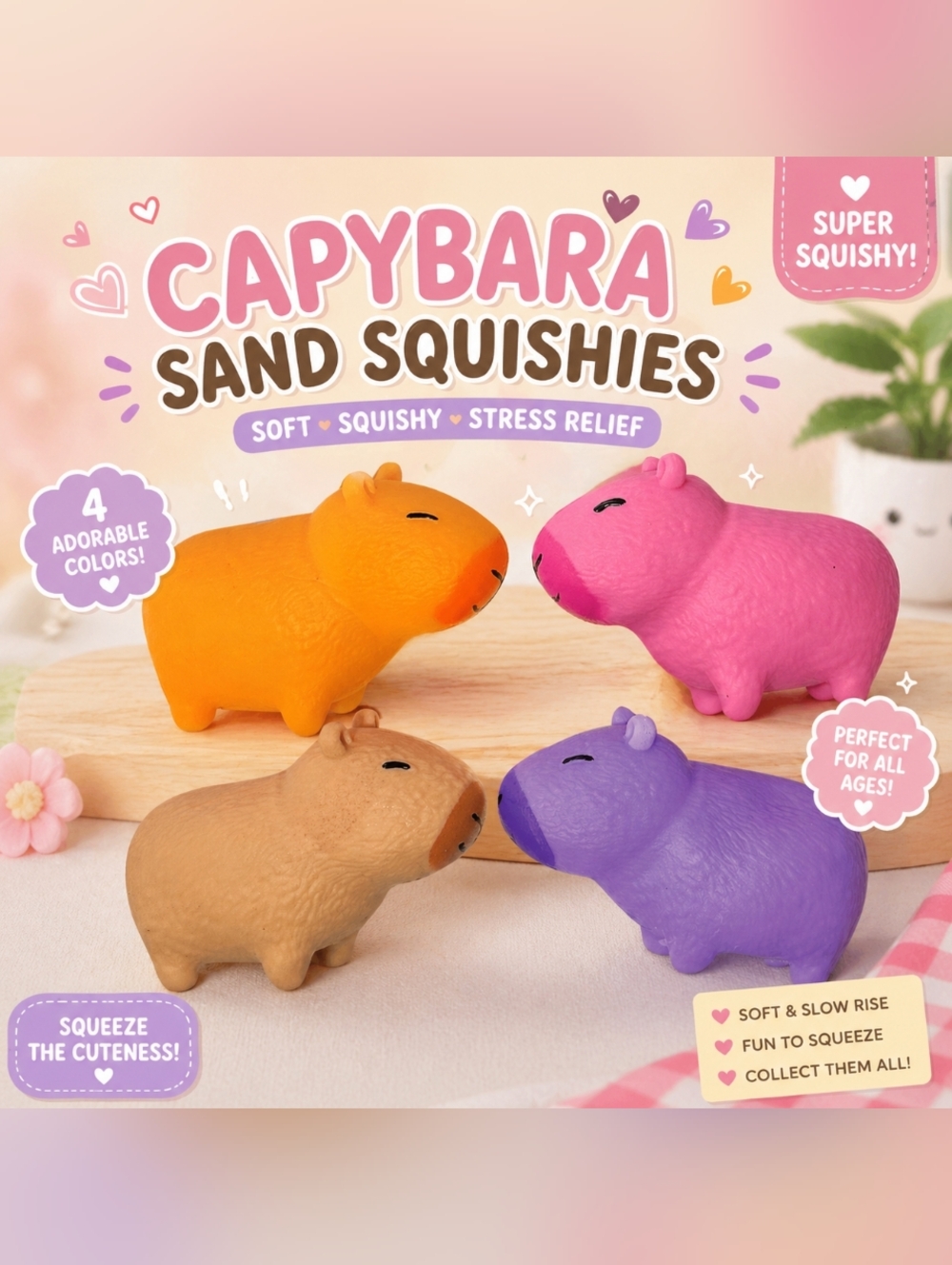 Orange Capybara Squishy Toy 🧸 Sand Filled Stress Relief Fidget Cute
